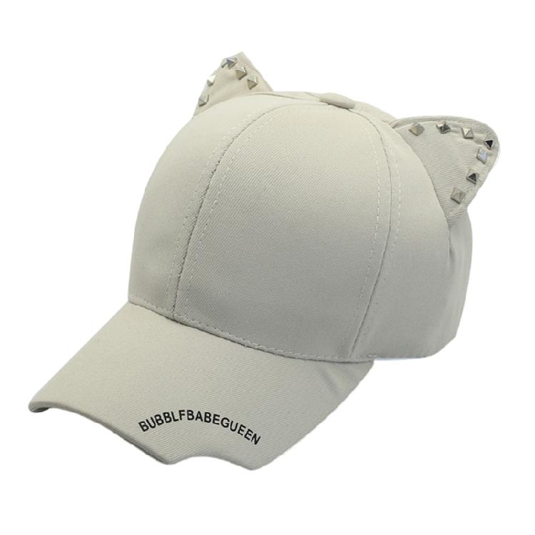 

Casual Street Wear Cats Ear Baseball Hat with Rivet for Female Girl Adjustable Newsboys Hat Punk Outdoor Hiphop Dance Hat бежевий