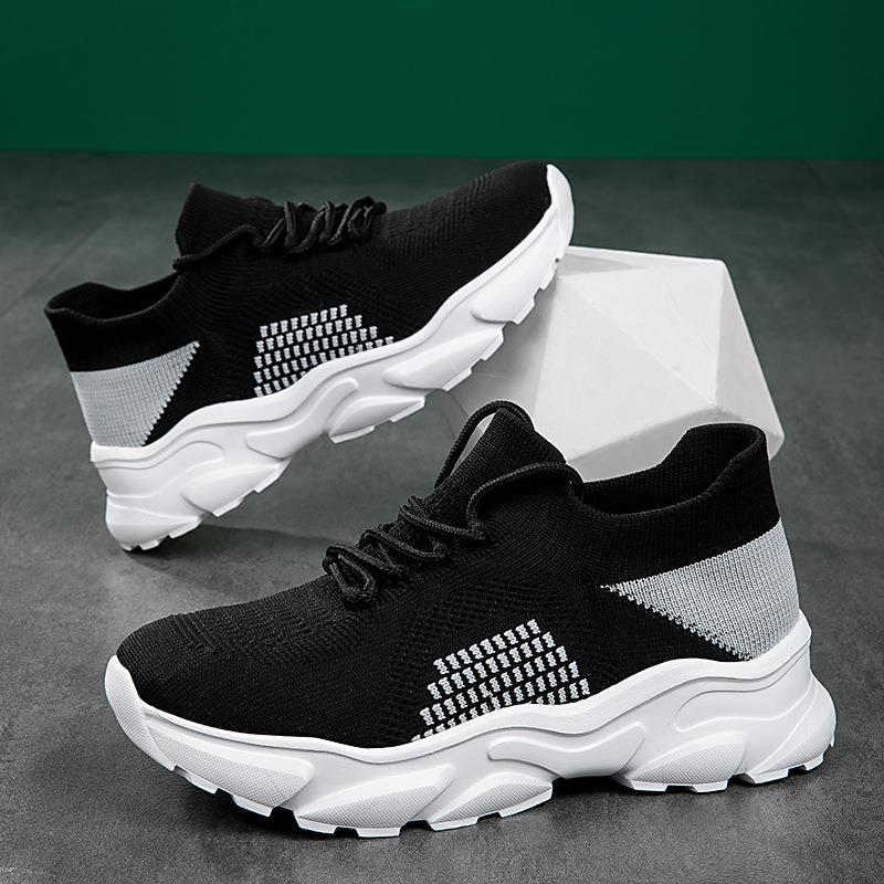 

2025 new fly-woven socks super breathable lace-up large size women s shoes one pedal 36-45 sports and leisure shoes 36 чёрный