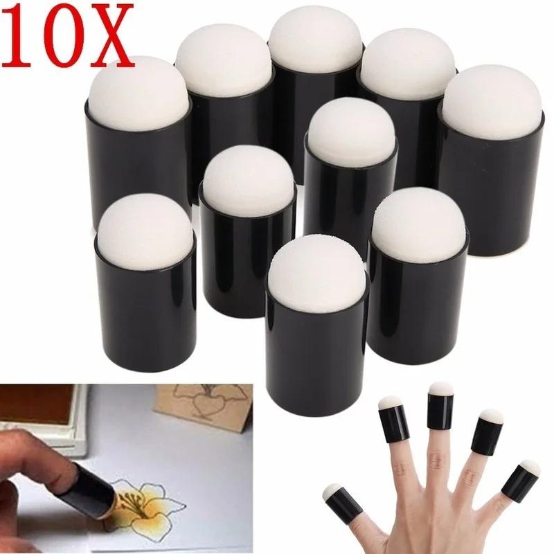 10 stk. Fingersvamp Etui Dabbers Skum for Påføring Maling Blekk Stempling Kritt Reborn DIY Håndverk Kunstverktøy 15 * 32mm Finger