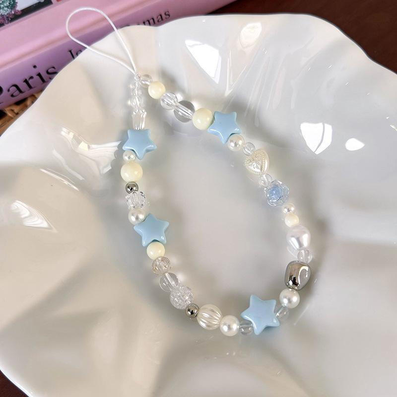 Fashion Blue Series Women Phone Charm Summer Ocean Short Phone Straps for Girls Lovely Retro Schoolbag Pendant Phone Accessories