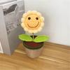 Gehäkeltes Lachendes Sonnenblumen-Topf-Ornament mit LED-Licht Handgefertigte Dekorationen für Innenbereich Schreibtisch Partys Veranstaltungen Geschenk