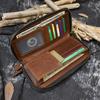 New Fashion Double Layer Leather Long Purse Vintage Cowskin Zipper Wallet With Wristband Men Women Retro Fashion Zip Wallets