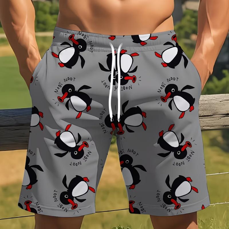 

3D number printed beach shorts - quick drying and breathable, elastic waistband with drawstring M