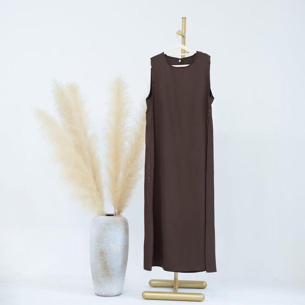 2025 Solid Color Loose Sleeveless Long Dress - European & American Style
