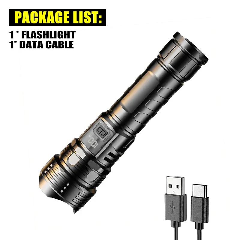 Strong Light Ultra Bright 2000LM LED Flashlight USB Rechargeable Long Range Zoom Tactical Torch Outdoor Camping Fishing Lantern