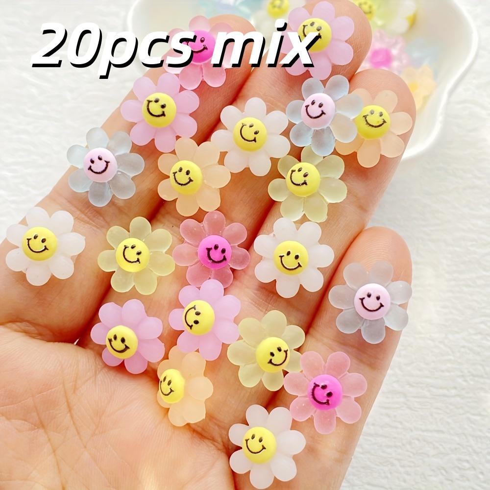 

20/50 Sparkling Resin Sunflower Pendants - Colorful Mini Flat Back rhinestones for DIY nail art, hair clips, phone cases, and sc