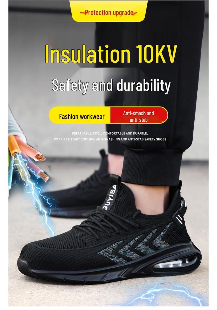 Men's 10KV Breathable Insulated Safety Shoes: Lightweight, Anti-Smash, Anti-Puncture, Comfortable Electrician Footwear.