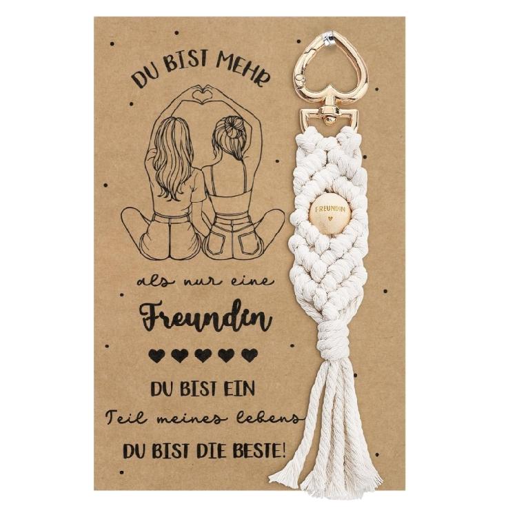 

Thoughtful Present Wood Bead Braided Keychain And Keepsake Card Friendship Gift For Women Her Daily Use 1