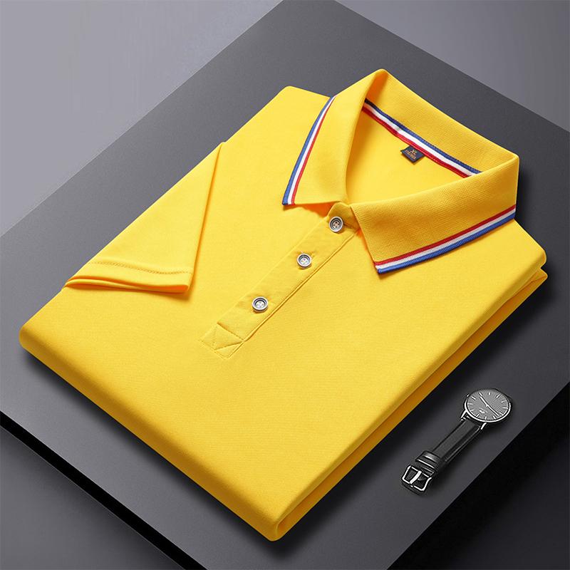 Trend Hub Solid Color Polo Shirt Men's Business Polo Collar Half Sleeved Top Casual Short Sleeved T-shirt for Men