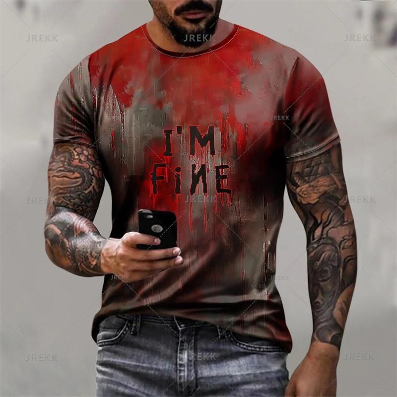 

Летняя футболка с принтом ужасов 3D на Хэллоуин, кровавые узоры, графические футболки для мужчин, модные винтажные новые топы и футболки, одежда 6XL