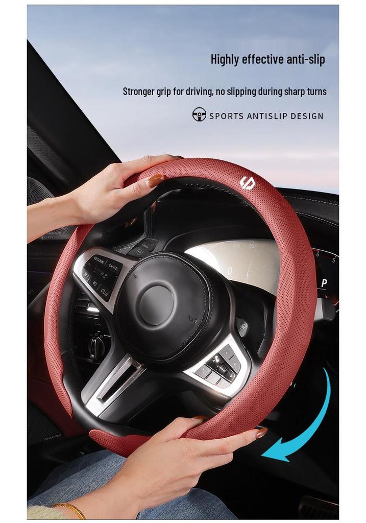 Genuine Leather Steering Wheel Cover for Leapmotor B10, B01, Lafa5, A10, C11, C01, C10, C16 - Ultra-thin Design