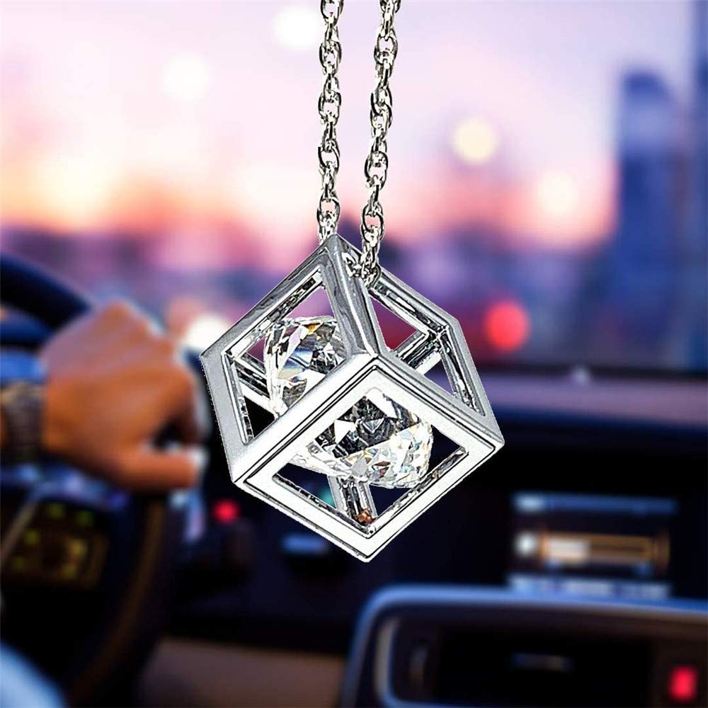 Car Pendant Mirror Decoration Car Interior Crystal Hanging Ornament Charm