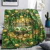 1Pc St.Patrick's Day Print Flannel Blanket, High Quality Comfortable for All Seasons, Home Decor, Warmth and Comfort, Perfect for Christmas Gifts W72