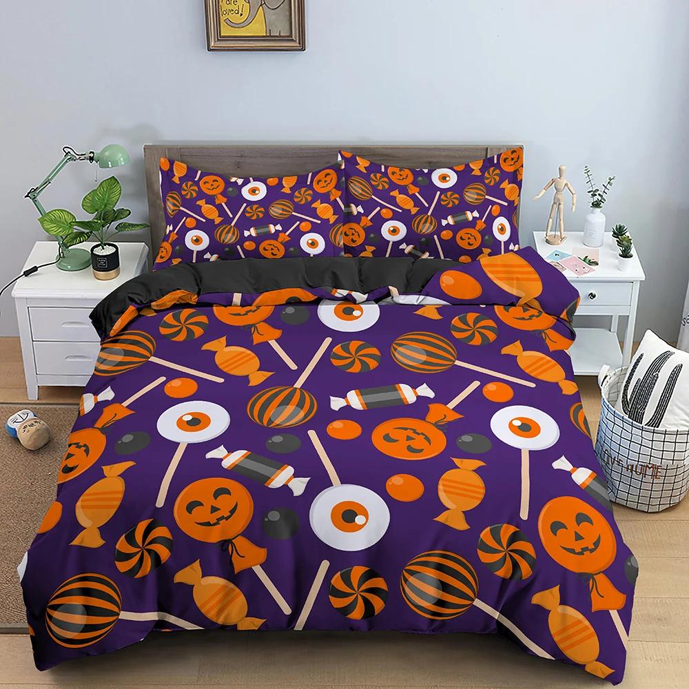 Halloween Decorations Duvet Cover Twin Cartoon Pumpkin Comforter Cover Lantern Ghost Quilt Cover Kids Boys Girls Holiday Gifts