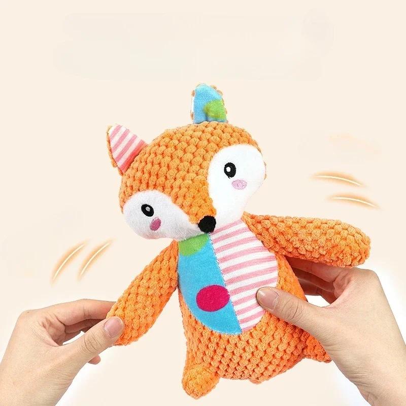Patchwork Pet Plush Squeaky Toy Bite-Resistant Dog Chew Toy Interactive Elephant Fox Rabbit Doll