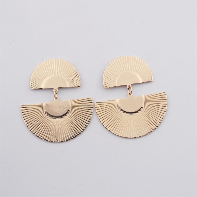 Double-layers Fan Shape Women's Hanging Earrings Uneven Semicircular Pendants Drop Earrings Hyperbole Ear Jewelry 2026 New