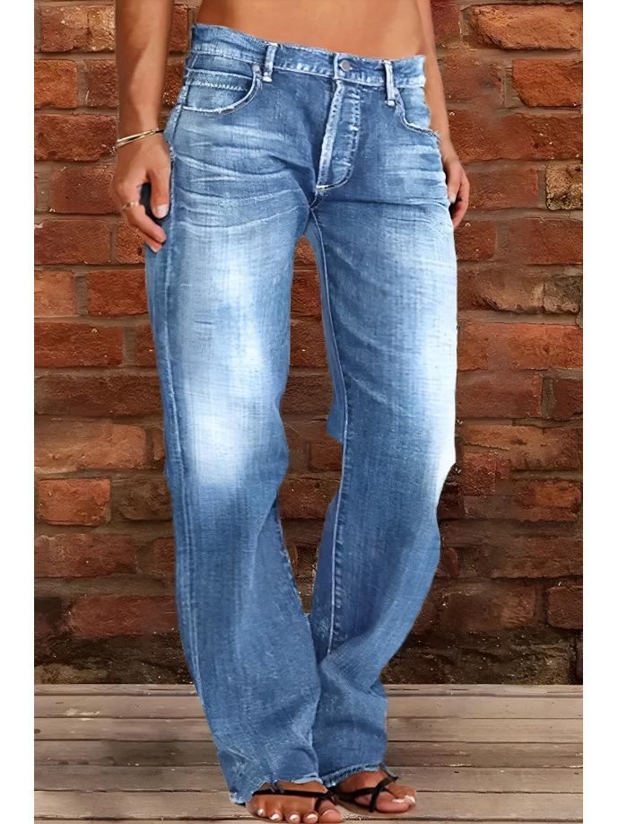 Women's Tulip High Waist Raw Edge Jeans NK205