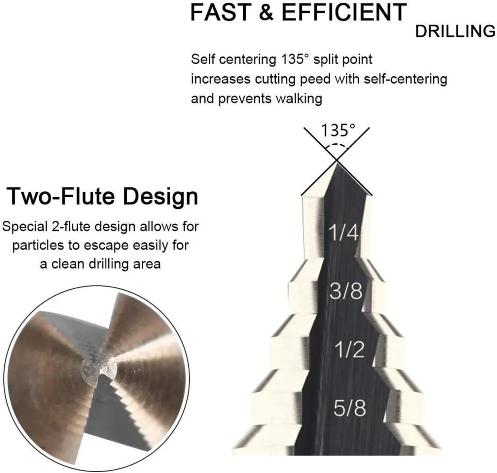 4241 Cobalt Multiple Hole 50 Sizes Step Drill Collection Tools Aluminum Case Metal Drilling Tool designed for Metal Wood Step Cone Drill Bit