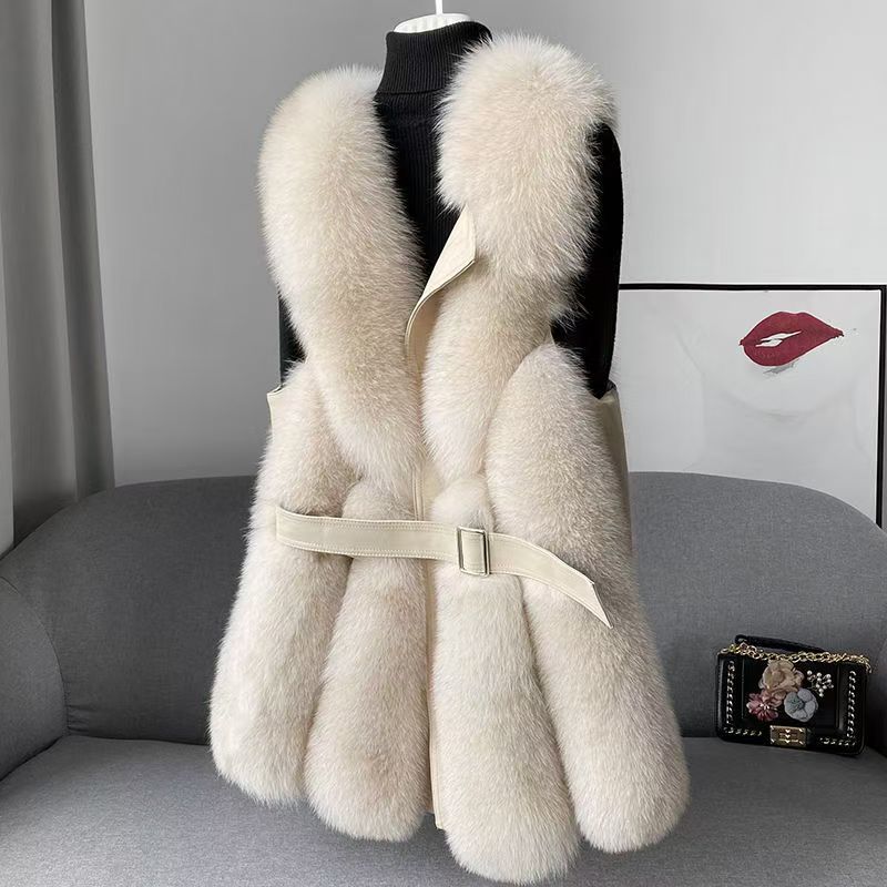 Women's Coats Fall and Winternew Arrival Imitation Fox Fur Vest Women's Medium Long High-end Fashion Young Popularoutwear