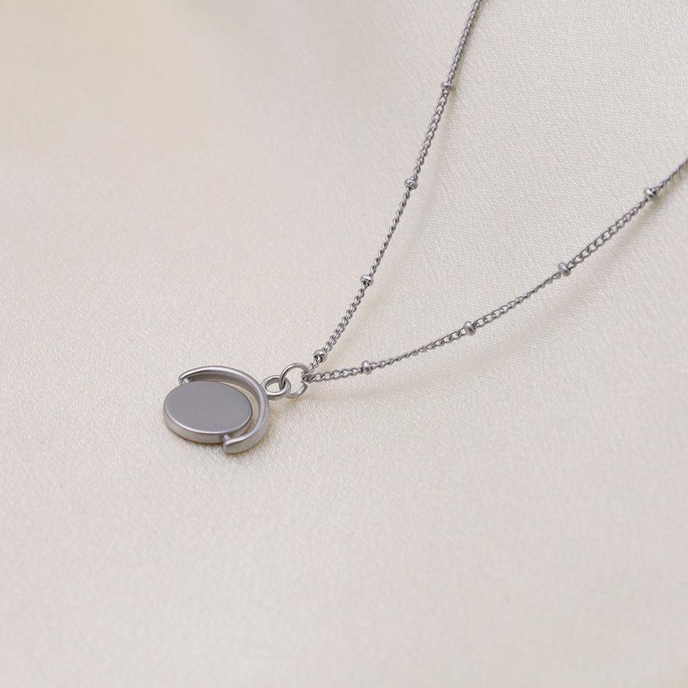 Catena Sottile Rotonda con Perline Fresche e Ciondolo a Disco Piccolo Versatile Semplice Acciaio al Titanio Non Sbiadisce Catena per la Clavicola Femminile