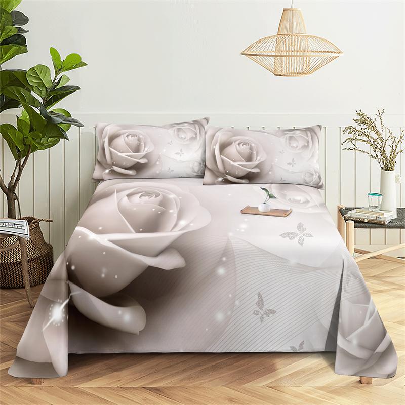 Red Rose Duvet Cover Set 3D Print Romantic Theme Valentine's Day Gift Polyester Comforter Cover with Pillowcase King Queen Size