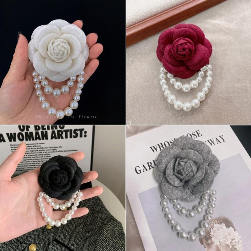 Luxury Brooches for Woman Scarves Buckle Pin Cloth Art Fabric Flower Pearl Brooch Fashion Clothing Jewelry Accessories