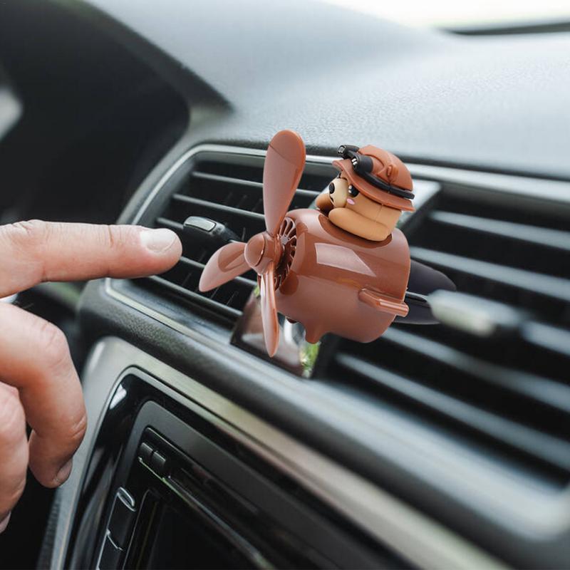 Car Air Freshener Car Fragrances Cute Bear Pilot Car Aromatherapy Propeller Air Outlet Fragrance Car Interior Accessories
