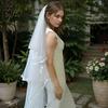 Tiered Wedding Veils Shoulder Back Coverage Breathable Tulle Bridal Veils Headpiece WithInvisible Hair Pin for Wedding
