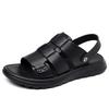 Sandalias de Verano para Hombre Antideslizantes Suaves Transpirables Moda Casual Versátiles Tallas Grandes de Cuero Planas Slip-On Sandalias para Hombre