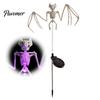 Ossa di Pipistrello 3D Realistiche, Luci Solari da Giardino per Halloween, Decorazioni per Sentieri Scheletriche, Accessori da Cortile Impermeabili a LED, Pali Luminosi Spettrali