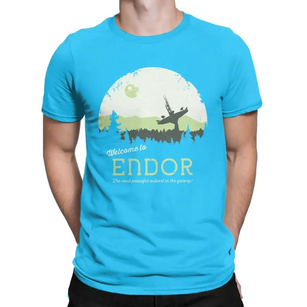 Men T-Shirt Welcome To Endor Star Wars Casual Pure Cotton Tees Short Sleeve Disney T Shirt Round Collar Clothes Printed