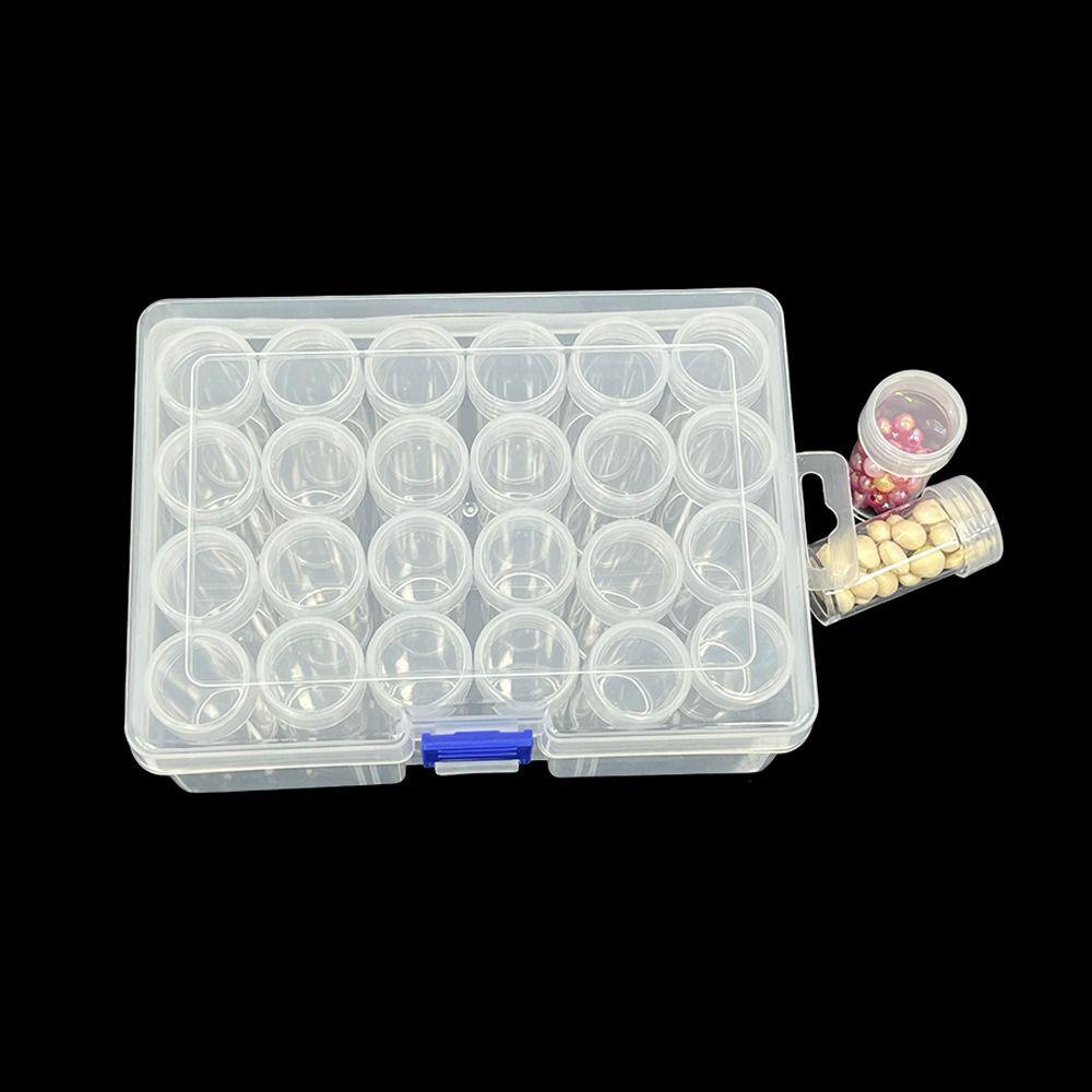 24/30/38/48/60/80 Bottles Diamond Painting Storage Containers Round Plastic Beads Storage Containers Box Transparent Save Space