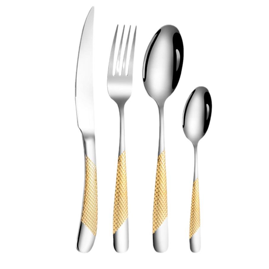 Stainless Steel Star Diamond Steak Knife & Fork Set - 2-Piece Western Tableware