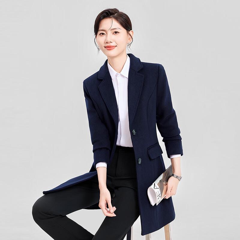 HANMANKE Thickened Wool Blend Mid-Length Professional Overcoat