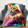 1pc Feline Whimsy Print Blanket   Lightweight Flannel Throw Blanket For Sofa, Bed, Living Room, Office, Outdoor Travel, Camping