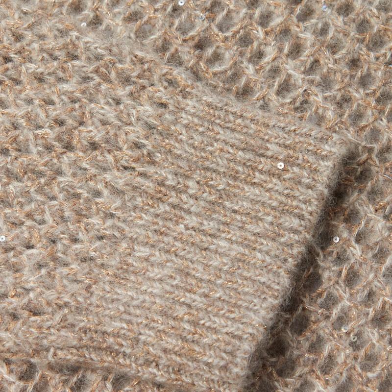 Eifini Women's Openwork Round Neck Pullover Knit Sweater