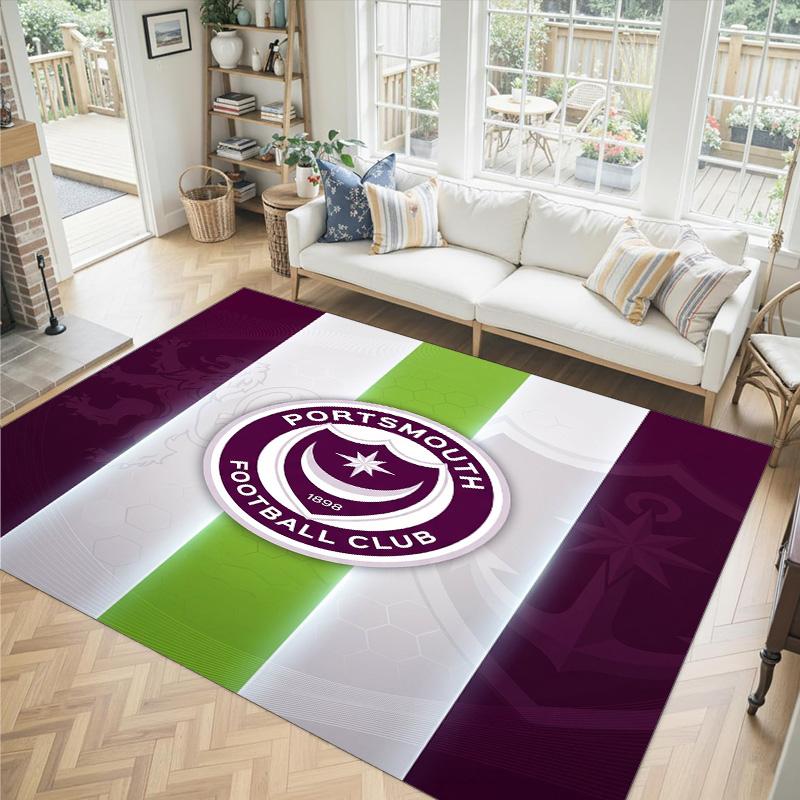 Portsmouth FC Design Crystal Velvet Carpet Cozy Non?Slip Printed Rug For Bedroom Living Room Entrance