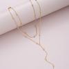 Gold Color Double Layered Long Tassel Chain Necklaces for Women Simple Metal Geometric Bead Choker Necklace Fashion Jewelry