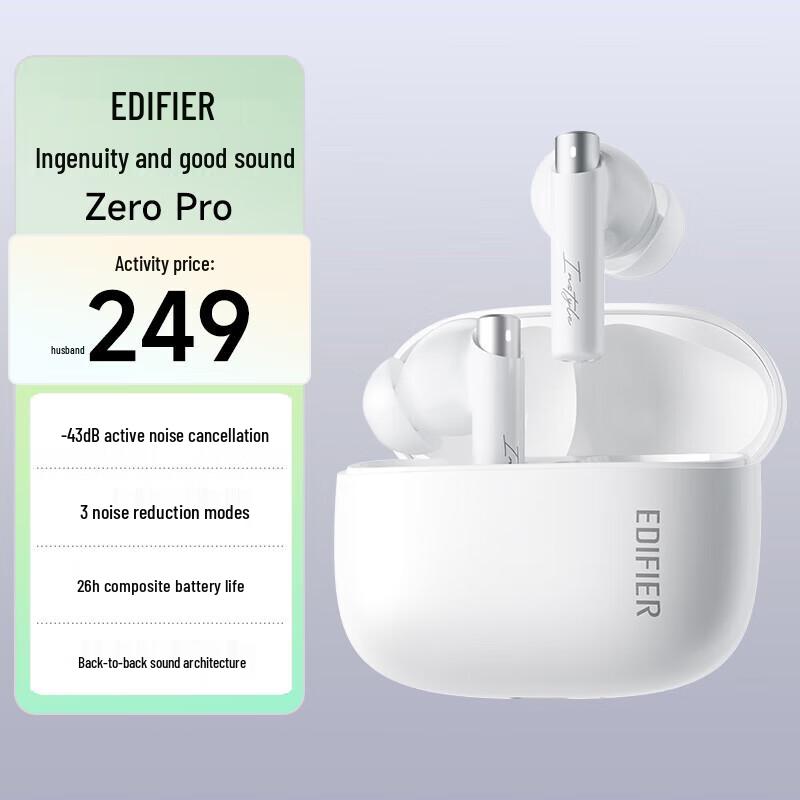 EDIFIER Zero Pro True Wireless Active Noise Cancelling Bluetooth Earbuds