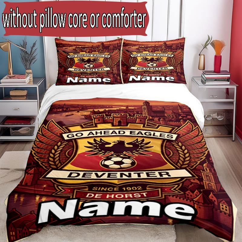 3pcs Duvet Cover Set (1*Duvet Cover + 2*Pillowcase, Without Core), Custom Name Go Ahead Eagles Pattern Bedding Set, Home Bedroom Decor Gift