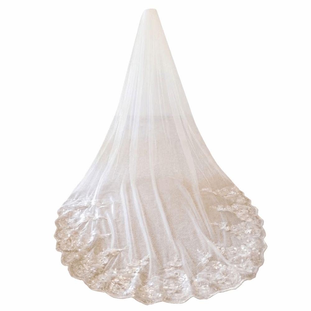 3/4M Long Veil Lace Bridal Veil with Comb Mesh Bridal Veil White Wedding Veil Bridal Accessories
