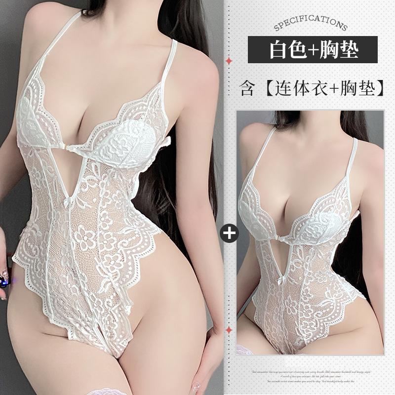 Sexy Lingerie Pure Lace Seduction Open Onesie Women's Hot Perspective Pajamas Free of Uniform