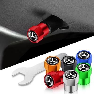 4 szt. Nakładki na wentylki kół do stylizacji, osłony przeciwpyłowe do Mercedes Benz W206 Klasa C200L CLA GLA W203 W220 W213 W211 W212 W201