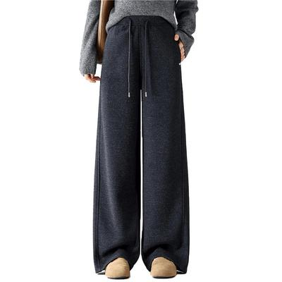 La Chapelle Women's Fleece-Lined Wide-Leg Casual Pants