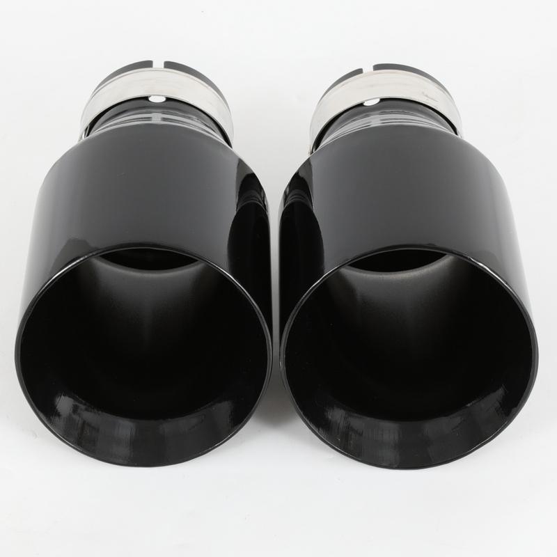 1 PC Car Modified Stainless Steel Glossy Black Exhaust Pipe Universal Bevel Edeg Shiny Muffler Tip For BMW Series Mazda VW Benz