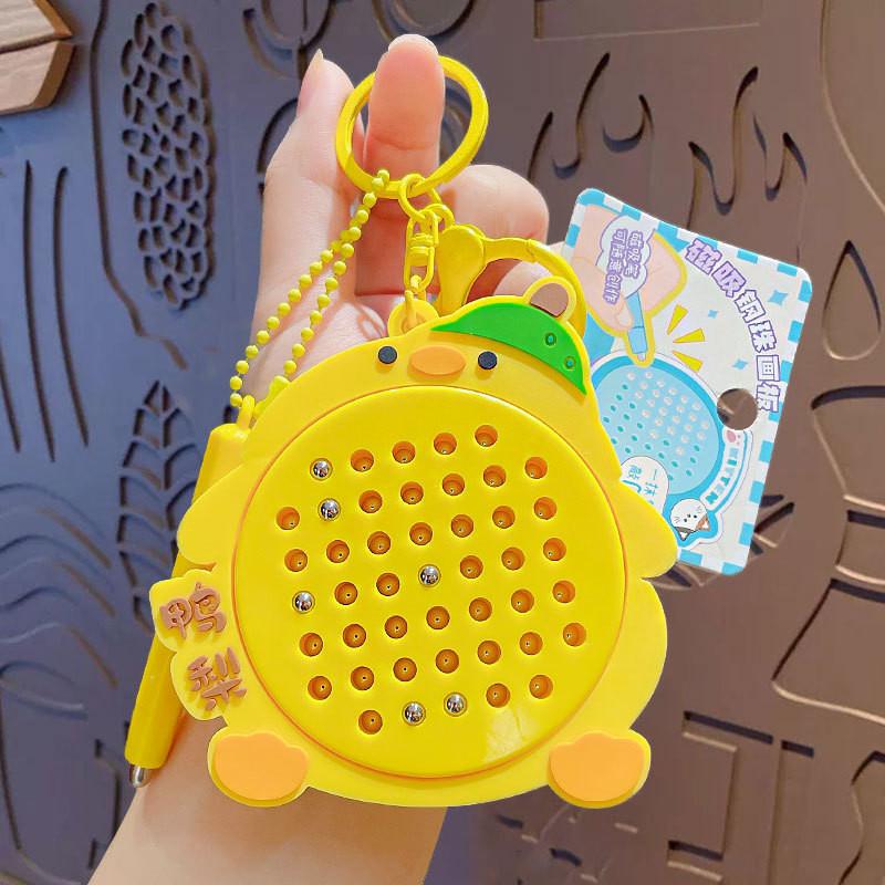 Steel Magnetic Ball Drawing Board Keychain Backpack Pendant Ornaments Gift