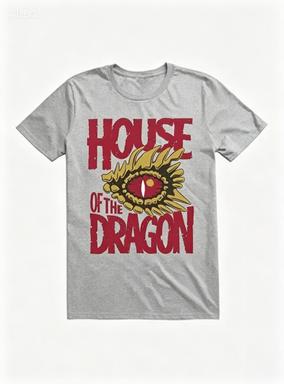 Vintage Targaryen Dragon Crest House of The Dragon Movie Fan Cotton Short Sleeve T-Shirt