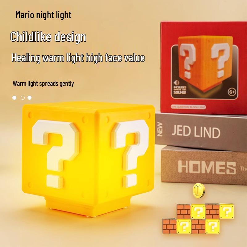 Sound-Activated Mario Question Mark USB Night Light – Creative Childhood Game Lamp