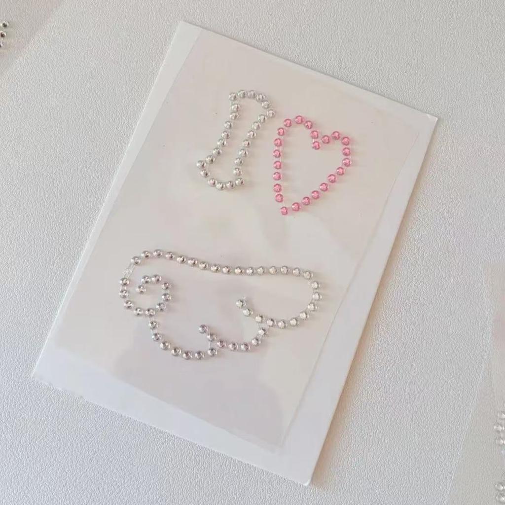 3D Rhinestone Chain Photo Card Stickers Korean Style Music Note Wing Crystal Diamond Sticker for Scrapbook Journal