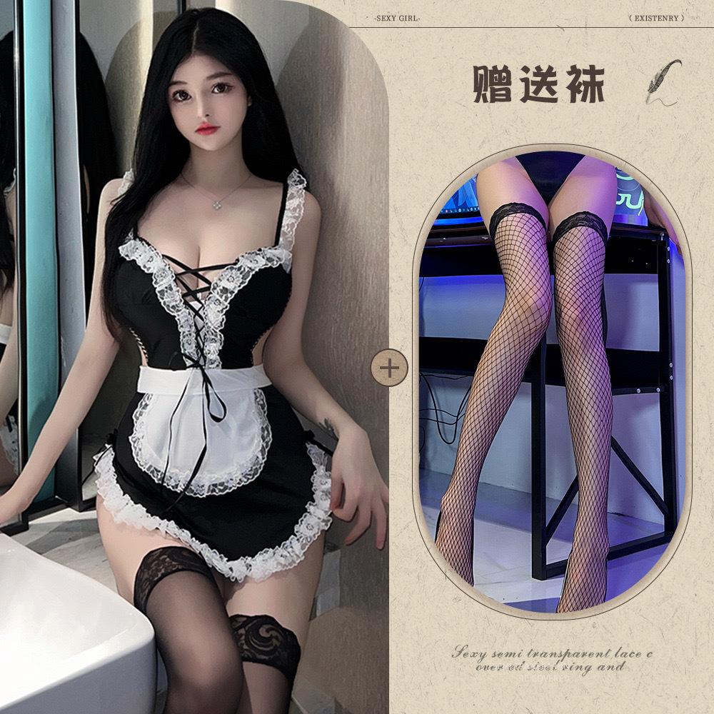 Sexy Sling Lace Seduction Maid Dress Straps Cosplay Maid Dress Hot Suit